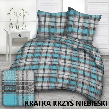 Pościel KORA KRATKA KRZYŚ NIEBIESKI